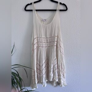 Free people lace trapeze slip Cream Sleeveless Dress with Lace Details